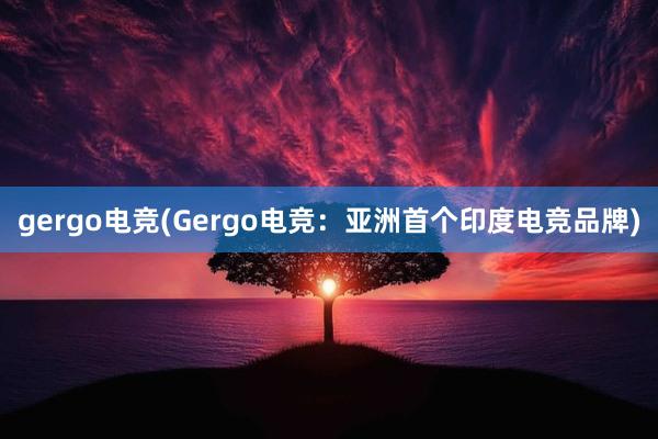 gergo电竞(Gergo电竞：亚洲首个印度电竞品牌)