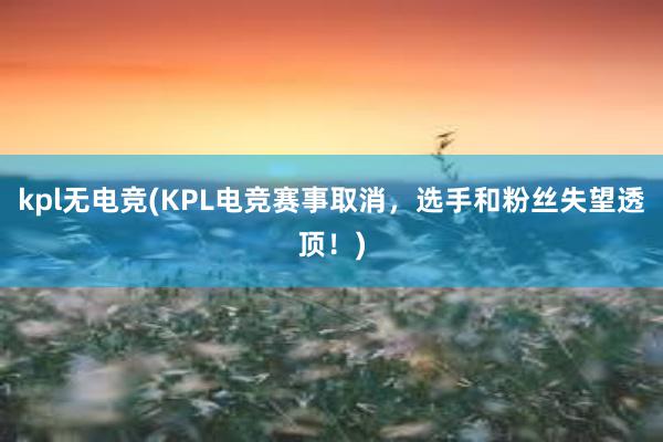 kpl无电竞(KPL电竞赛事取消，选手和粉丝失望透顶！)