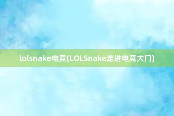 lolsnake电竞(LOLSnake走进电竞大门)