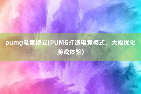 pumg电竞模式(PUMG打造电竞模式，大幅优化游戏体验)