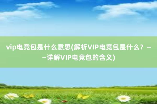 vip电竞包是什么意思(解析VIP电竞包是什么？——详解VIP电竞包的含义)