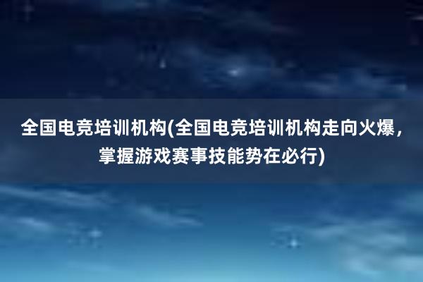 全国电竞培训机构(全国电竞培训机构走向火爆，掌握游戏赛事技能势在必行)