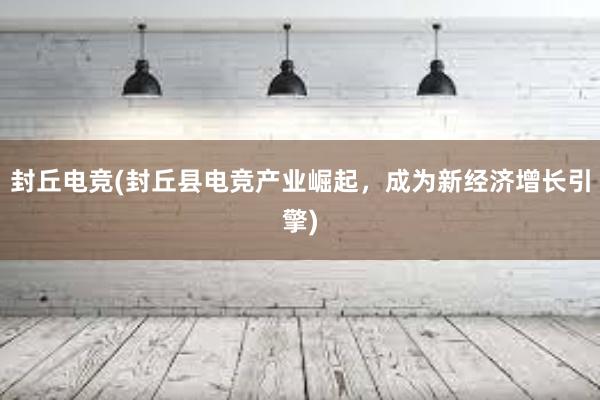 封丘电竞(封丘县电竞产业崛起，成为新经济增长引擎)