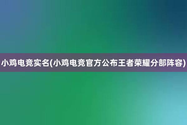 小鸡电竞实名(小鸡电竞官方公布王者荣耀分部阵容)