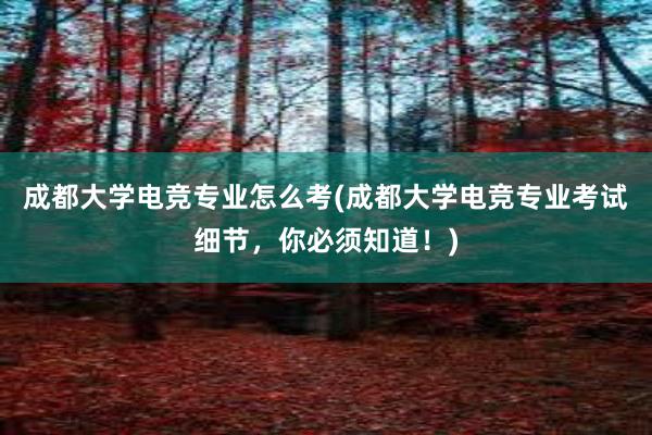 成都大学电竞专业怎么考(成都大学电竞专业考试细节，你必须知道！)