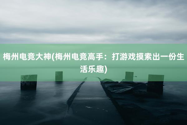 梅州电竞大神(梅州电竞高手：打游戏摸索出一份生活乐趣)