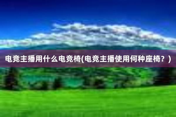 电竞主播用什么电竞椅(电竞主播使用何种座椅？)