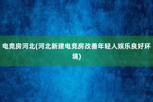 电竞房河北(河北新建电竞房改善年轻人娱乐良好环境)