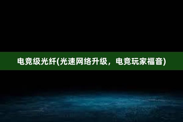 电竞级光纤(光速网络升级，电竞玩家福音)