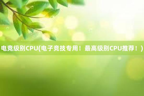 电竞级别CPU(电子竞技专用！最高级别CPU推荐！)