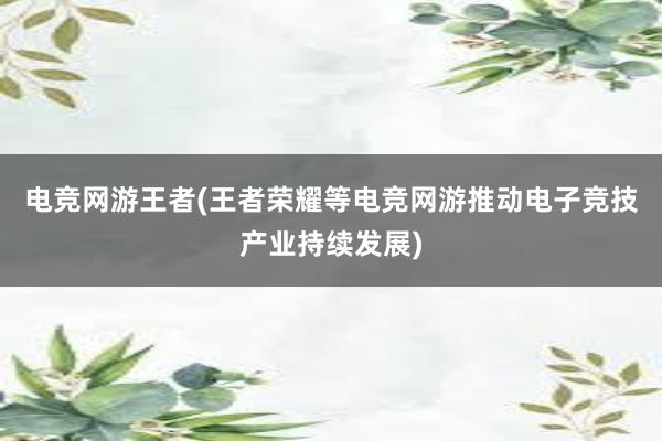 电竞网游王者(王者荣耀等电竞网游推动电子竞技产业持续发展)