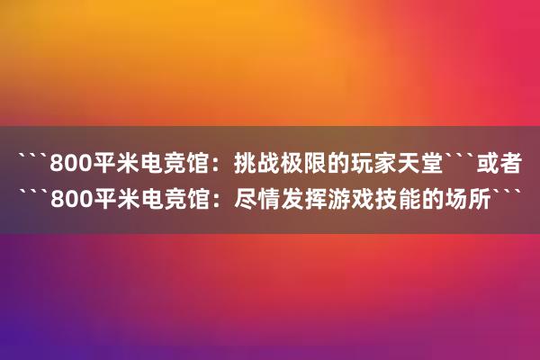 ```800平米电竞馆：挑战极限的玩家天堂```或者```800平米电竞馆：尽情发挥游戏技能的场所```