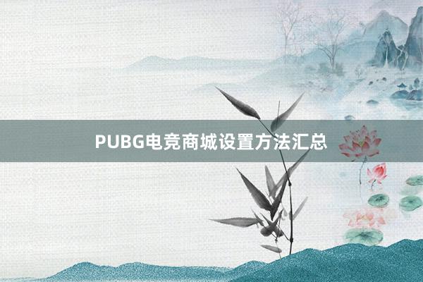 PUBG电竞商城设置方法汇总