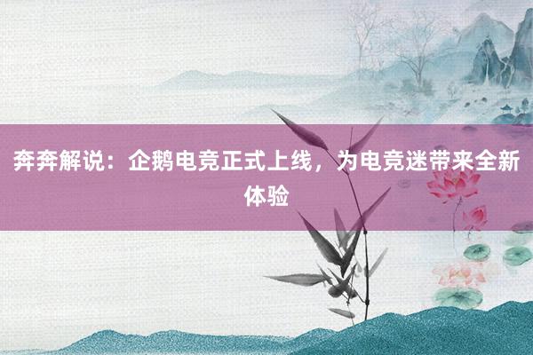 奔奔解说：企鹅电竞正式上线，为电竞迷带来全新体验